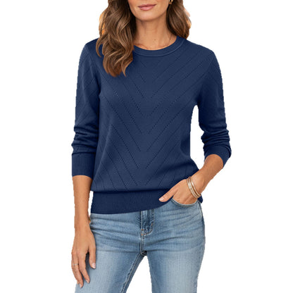 2026 European And American Amazon Autumn And Winter New Foreign Trade Fashion Pullover Sweater Round Neck Long Sleeve Comfortable Knitwear Women&