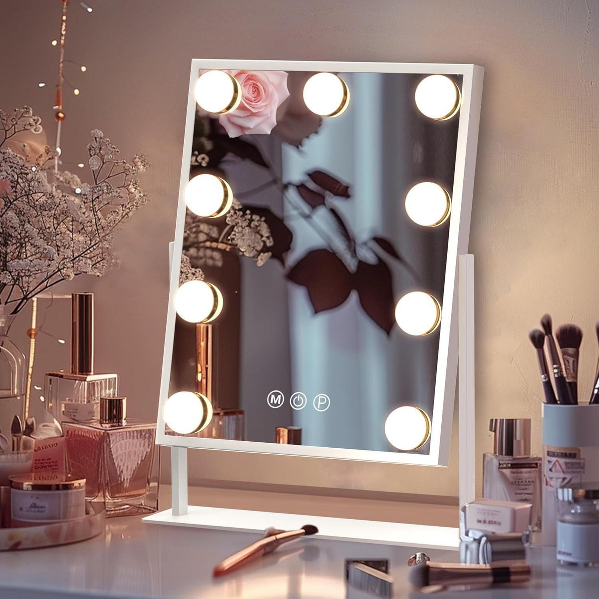 Tabletop Vanity Mirror With Built-in Light Bulb