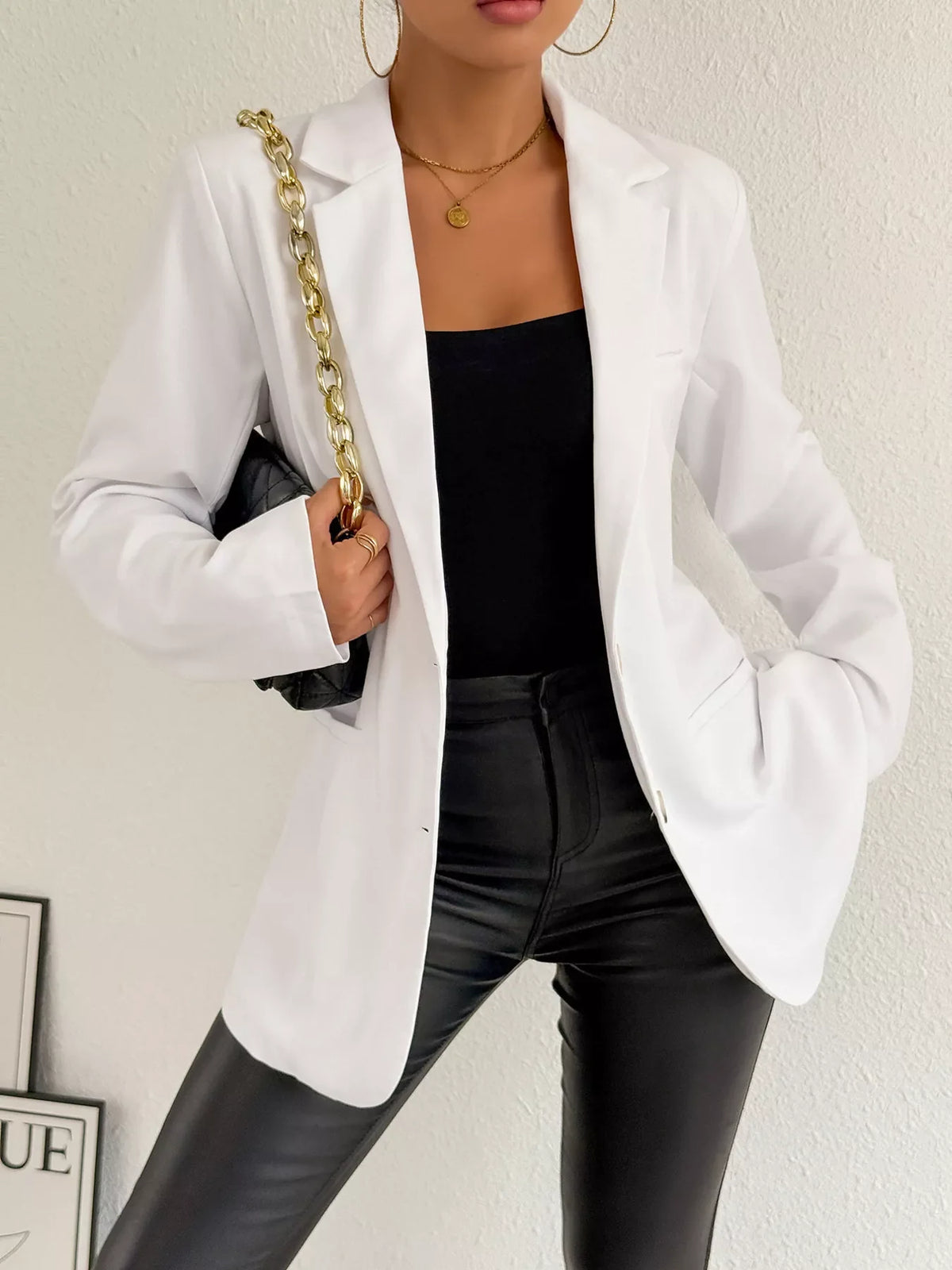 Lapel Collar Long Sleeve Blazer