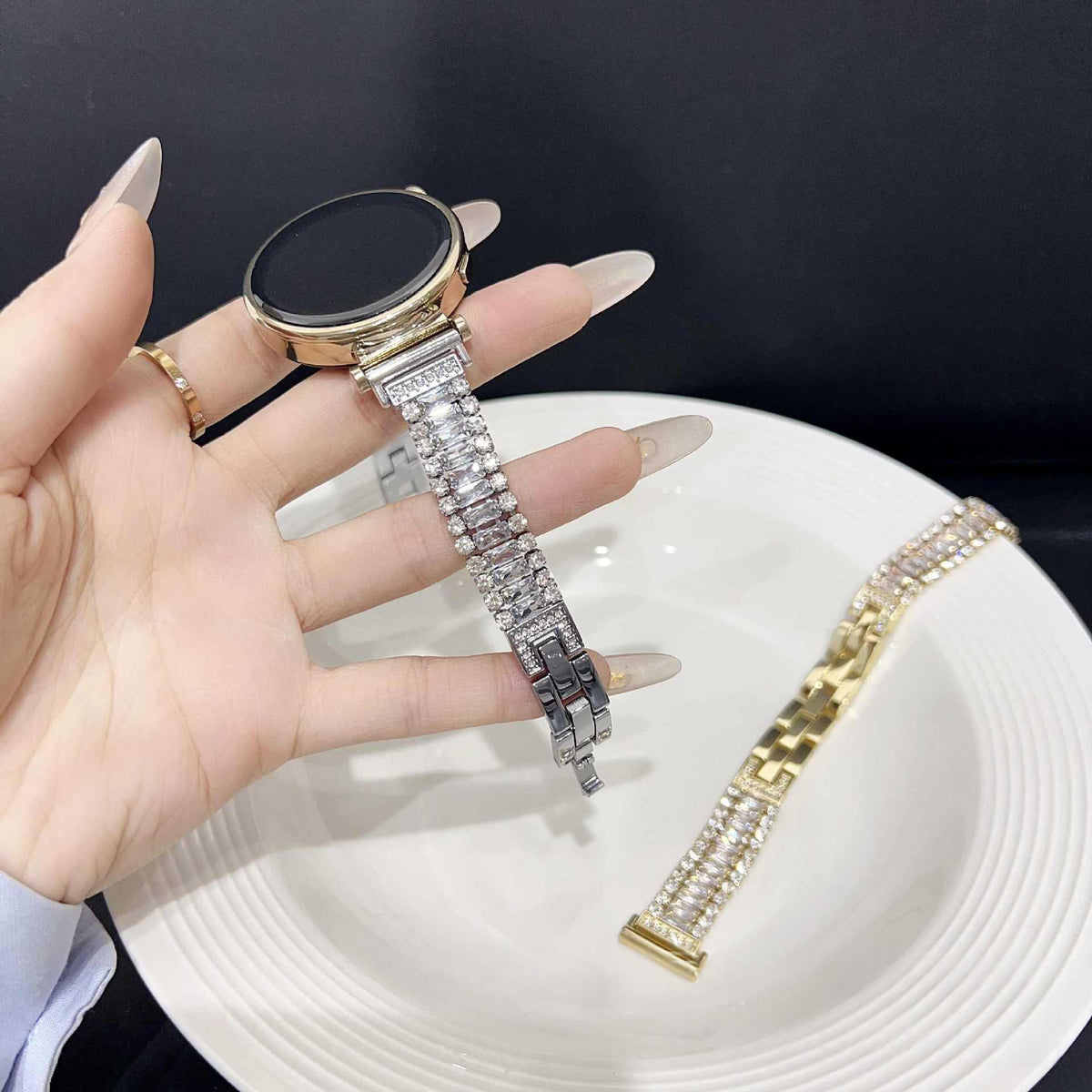 Shiny Zircon Metal Watch Band For Apple Watch Series 10 11 Ultra - Women&
