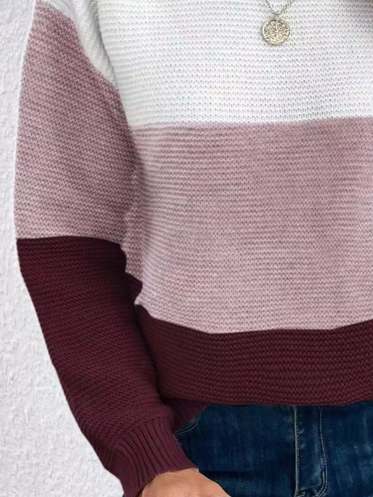 Color Block Long Sleeve Sweater
