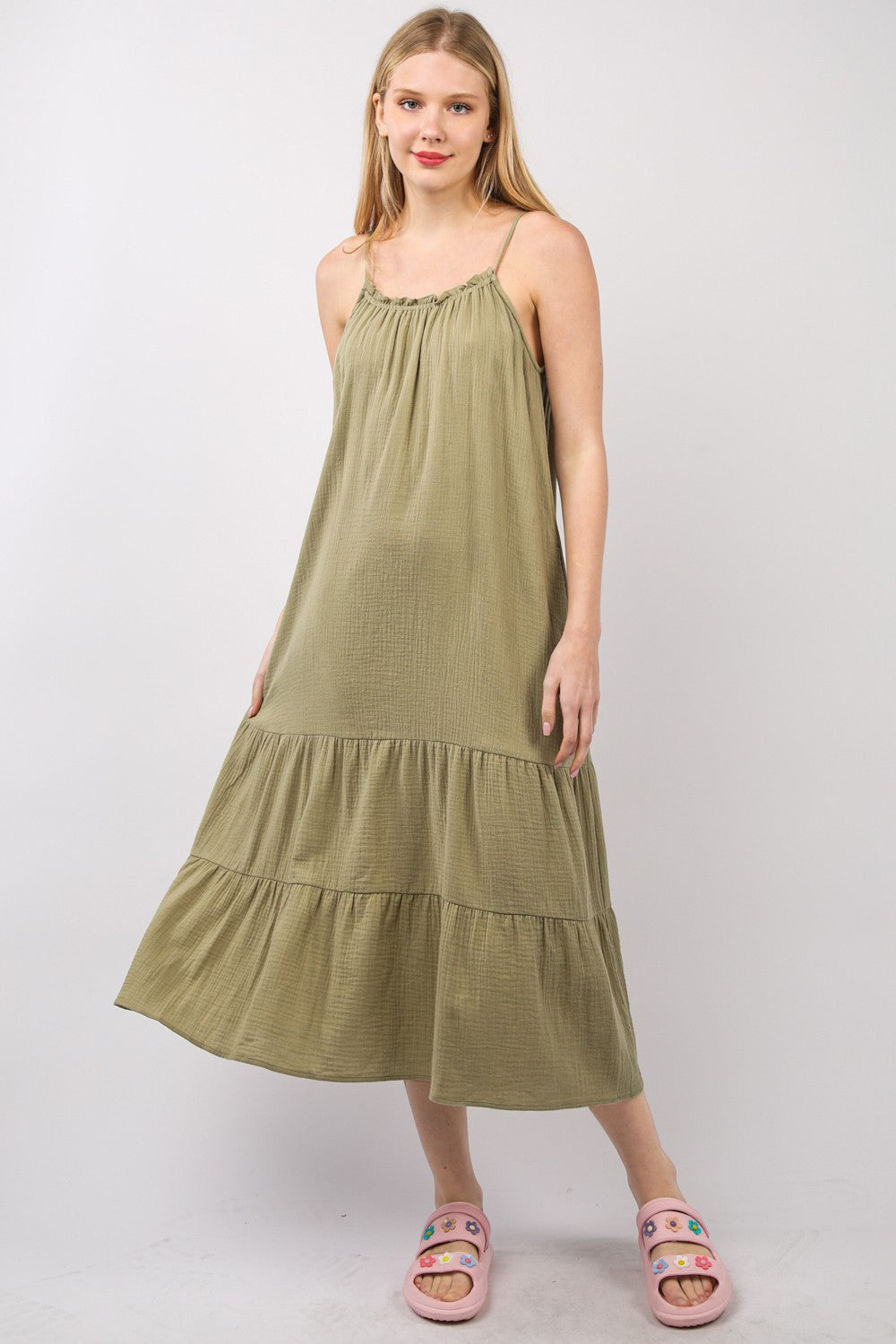 Tiered Cotton Midi Dress