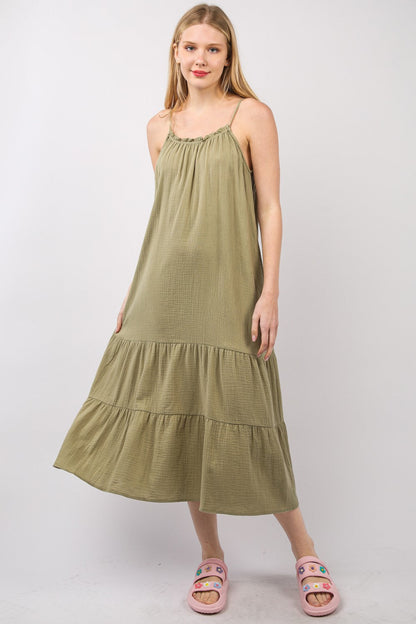 Tiered Cotton Midi Dress