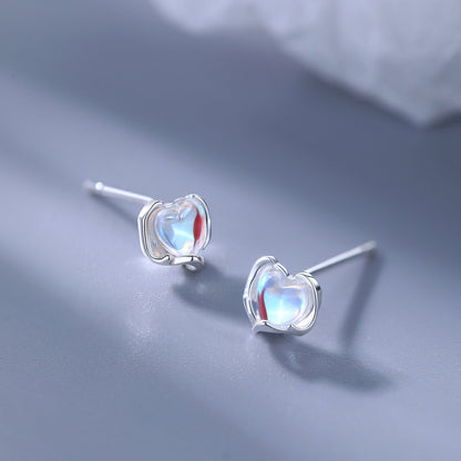 Moonstone Heart-shaped Earrings Niche And Design-focused For Women