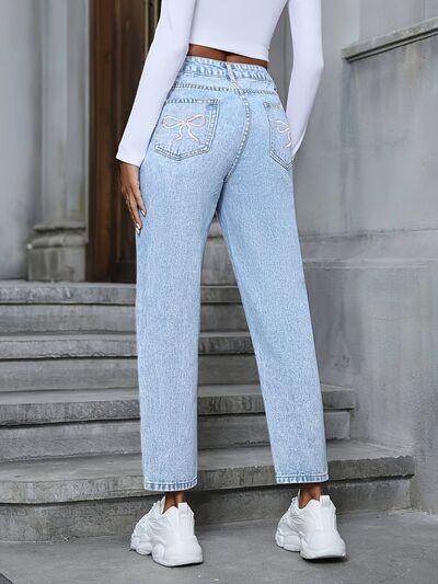 Distressed High Rise Jeans with Pockets for Women