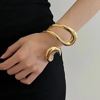 Streamlined Geometry Metal Bracelet for Women