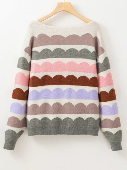 Contrast Boat Neck Sweater