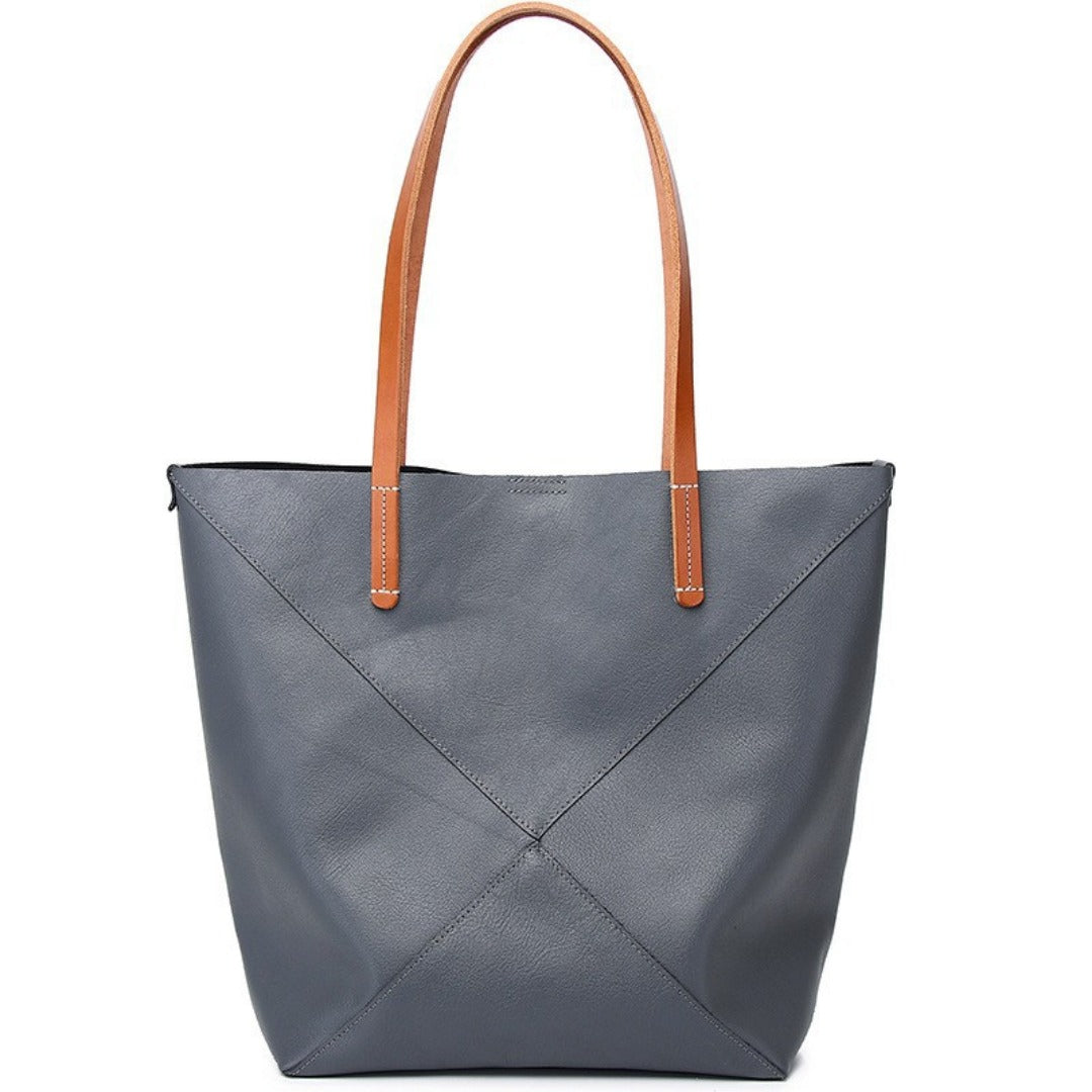 Elegant Genuine Leather Shoulder Bag - Stylish Folding Geometric Bucket Bag &amp; Large Capacity Tote for Women hobo