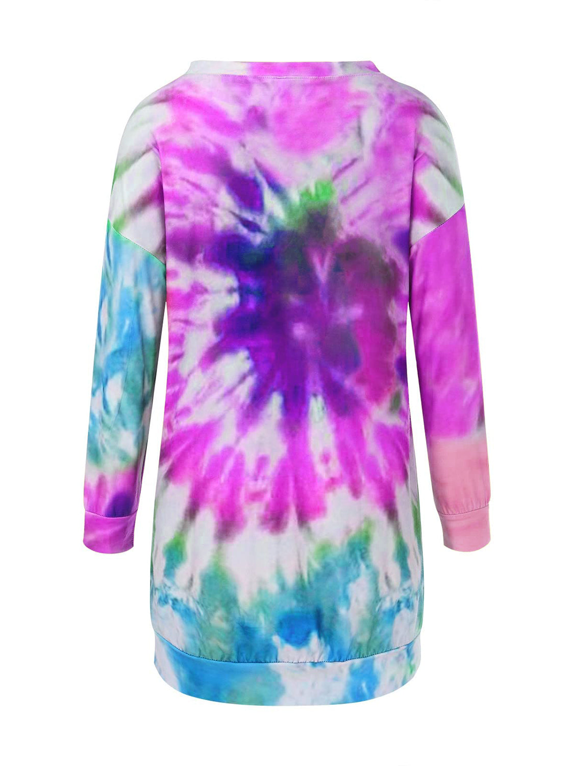 Full Size Tie-Dye Round Neck Long Sleeve Dress Trendy &amp; Comfortable Casual Dress for Women