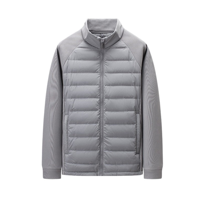 Mens Stand-Up Collar Patchwork Lightweight &amp; Warm Down Jacket