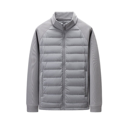 Mens Stand-Up Collar Patchwork Lightweight &amp; Warm Down Jacket