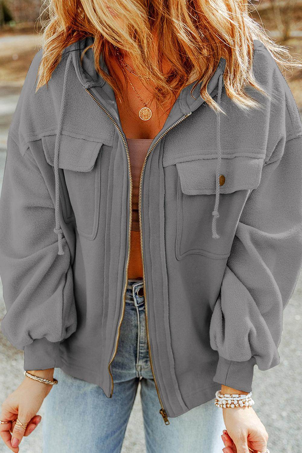 Zip-Up Drawstring Hooded Jacket for Men and Women