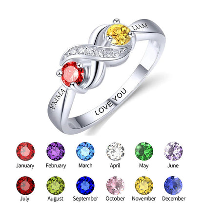 12th Birthday Stone Love Heart Ring Female