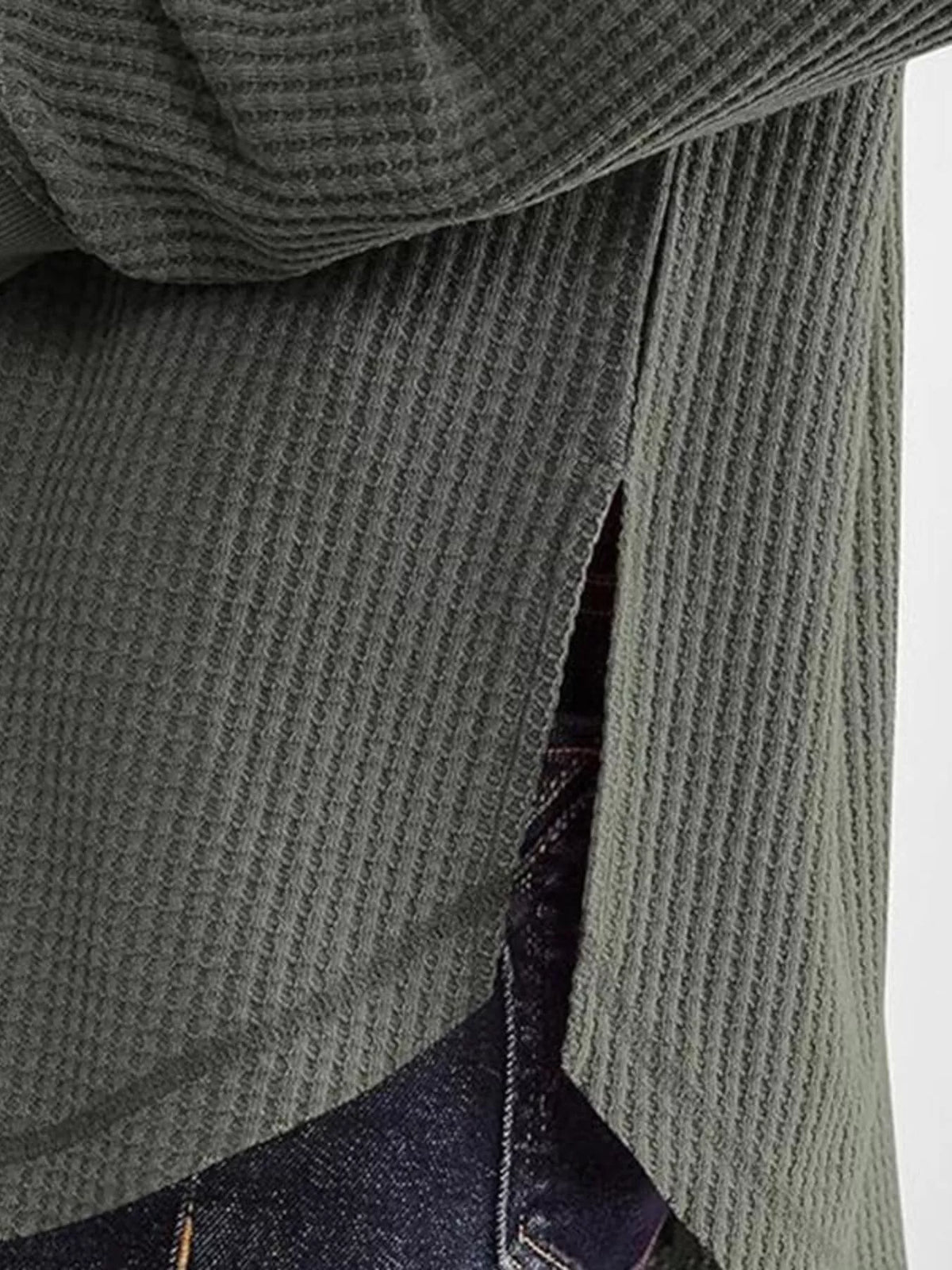 Waffle Knit Long Sleeve Sweatshirt