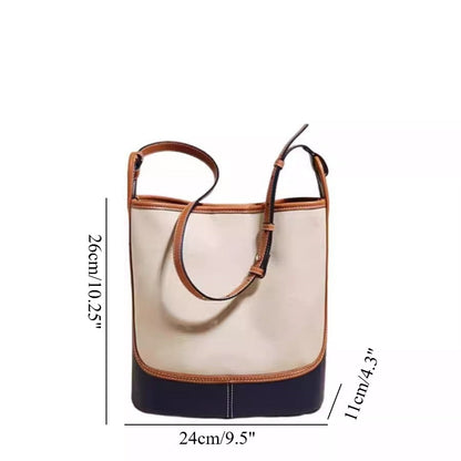 Stylish Denim Blue Canvas Bucket Bag - Women&
