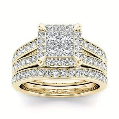 Gold-plated Zircon-inlaid Ring For Women