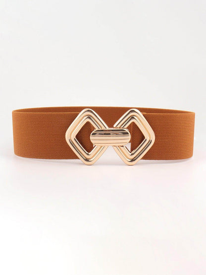 Geometric Buckle Elastic Wide Belt for Stylish Comfort