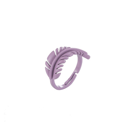 Feather Ring Enamel Bohemian Jewelry Adjustable Ring Y2K Colorful Ring