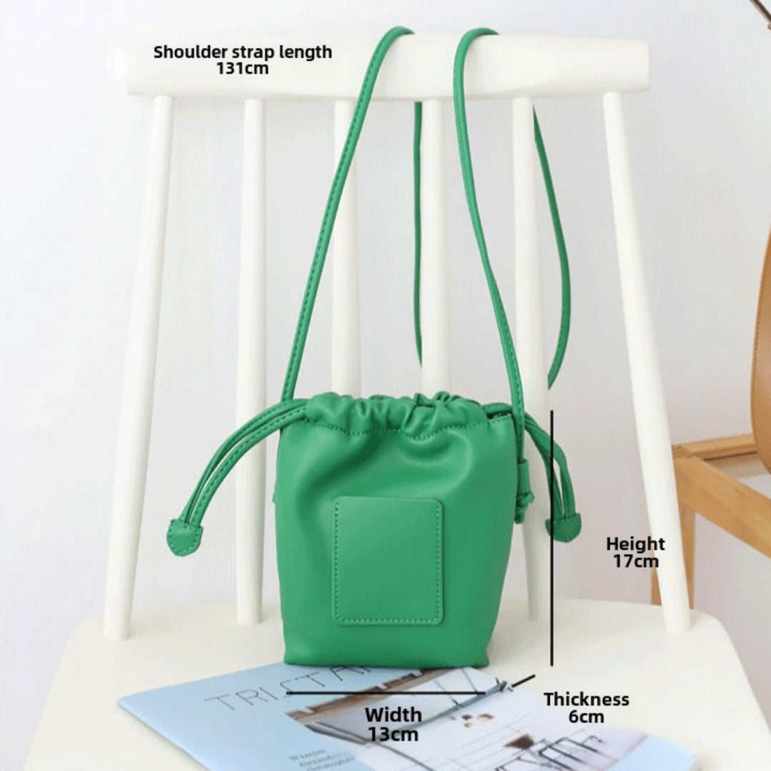 Soft PU Cute Mini Mobile Phone Bag - Fashionable Pleated Shoulder Women&