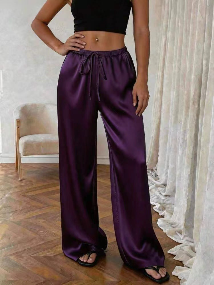 Relaxed stretch acetate wide-leg women&