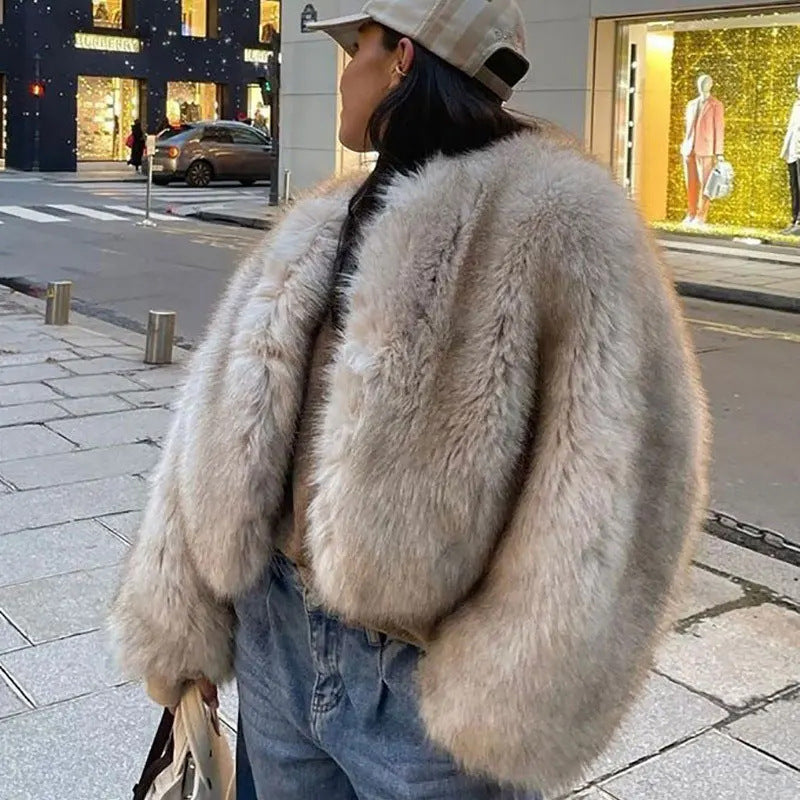 Fur Coat Short Tokas Fur Casual Women&