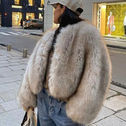 Fur Coat Short Tokas Fur Casual Women&