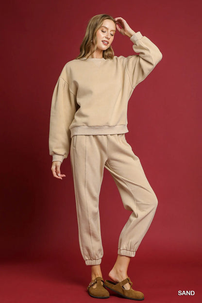 Umgee Fleece Jogger Pants with Drawstring