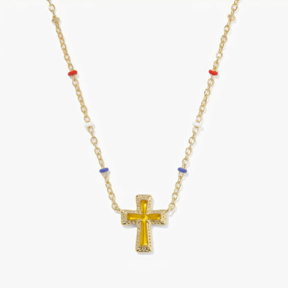 Geometric Irregular Cross And Heart Necklace