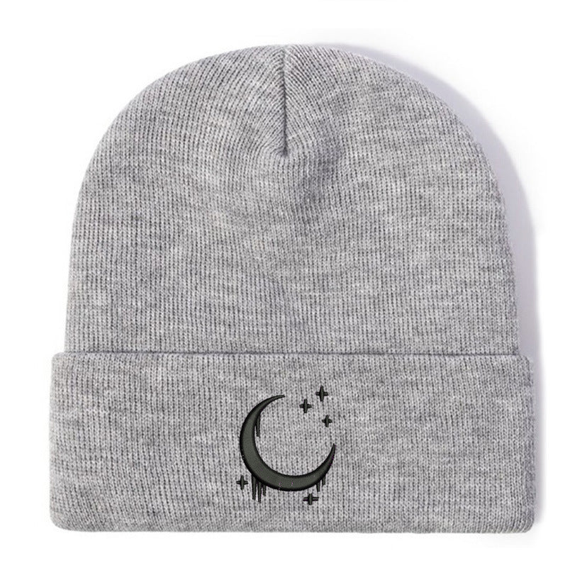Amazon Embroidered Knitted Hat With Moon And Stars Design AutumnWinter Wool Hat