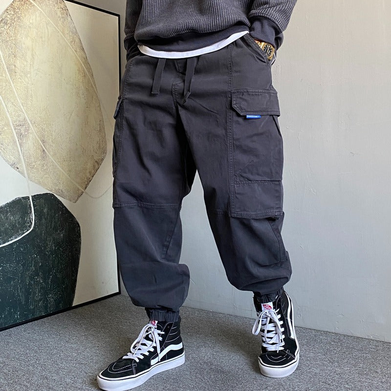 Casual Cargo Pants With Large Pockets Mens Loose-fit And Versatile