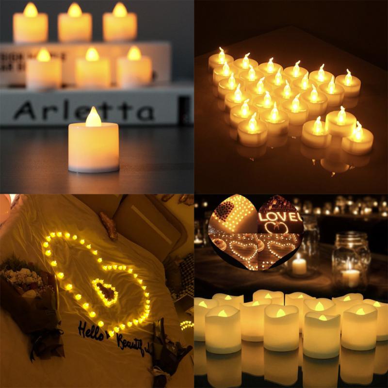 Flameless LED Tea Lights Candles Battery Powered Colorful Flickering Pillar Flickering Bright Tea lights Battery Operated/Powered Flameless Candles White Base Candles Tea light Romantic party Home Decor