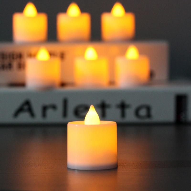 Flameless LED Tea Lights Candles Battery Powered Colorful Flickering Pillar Flickering Bright Tea lights Battery Operated/Powered Flameless Candles White Base Candles Tea light Romantic party Home Decor