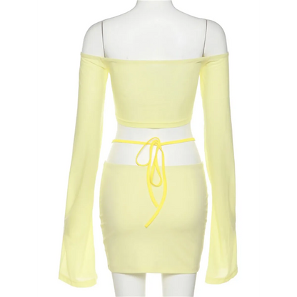 Off Shoulder Flare Crop/Skirt Club Set