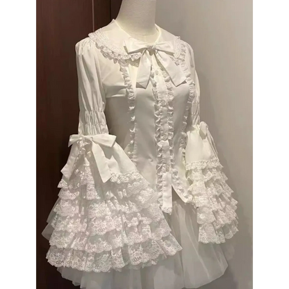 Kawaii Flare Sleeve Bow Blouse