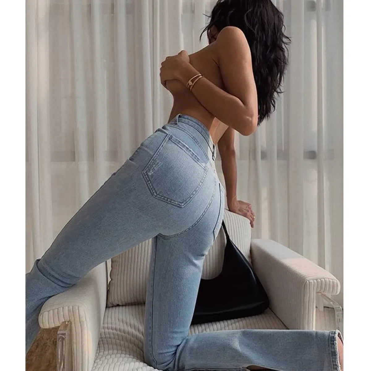 Flared High Waist Skinny Jeans