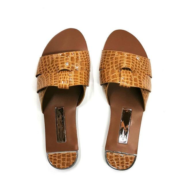 Flat Women Shoes Summer Candy Color Leather Fashion Sandals Open Toe Wear Casual Flip Flops Slip On Comfortable Womens Loafers Women&