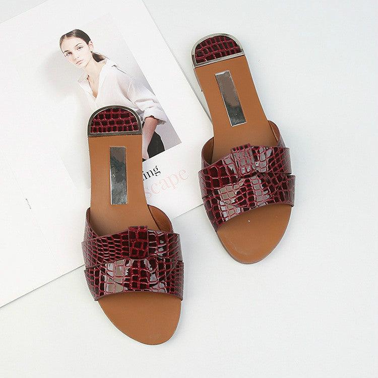 Flat Women Shoes Summer Candy Color Leather Fashion Sandals Open Toe Wear Casual Flip Flops Slip On Comfortable Womens Loafers Women&