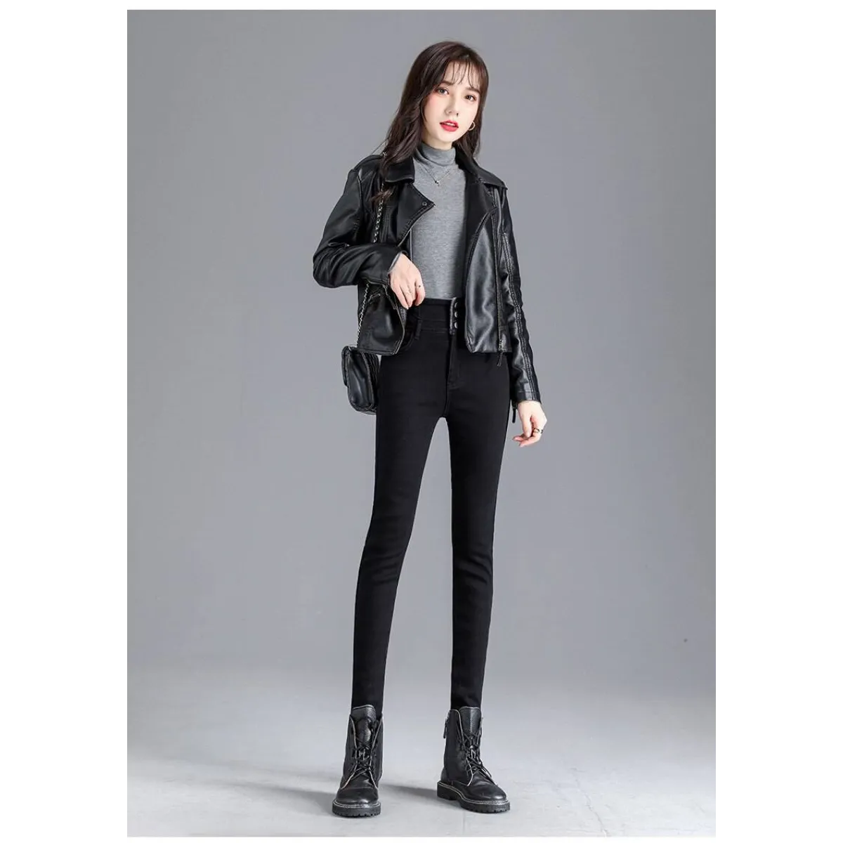 Thick Fleece High-waist Skinny Jeans