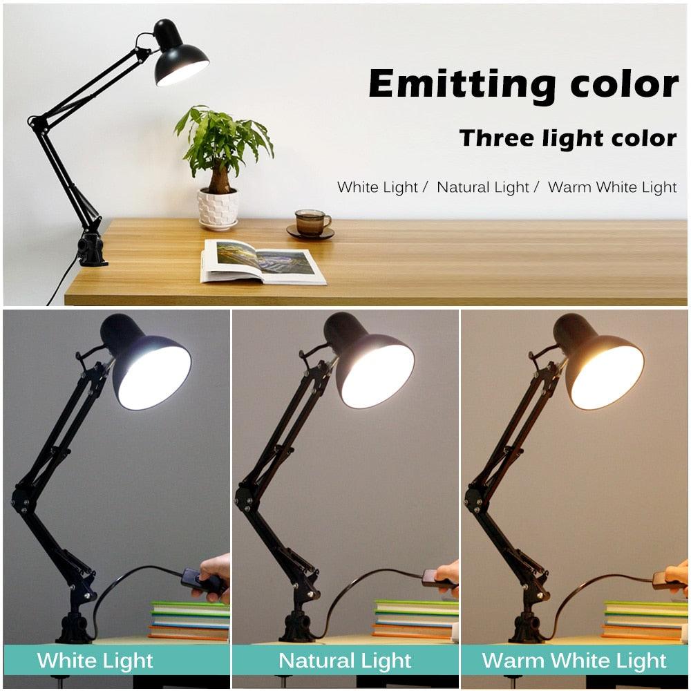 Flexible Led Desk Lamp Home Office Modern Table Lamp Metal Architect Adjustable Folding Reading Light Decorative Table Lamp Cute Study Lamps for Bedroom Décor