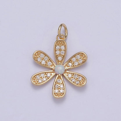 Flower Charm Pendant - Cute Daisy Flower Micro Pave Charm for Earring Bracelet Necklace N-427