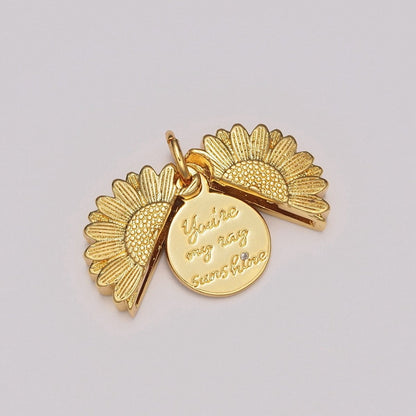 Flower Locket Charm Necklace Encouraging Word Pendant Necklace Engraved Jewelry M-834 - M-837