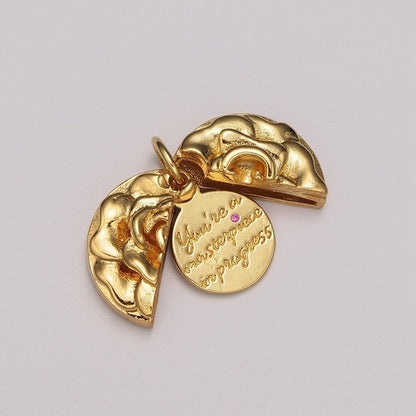 Flower Locket Charm Necklace Encouraging Word Pendant Necklace Engraved Jewelry M-834 - M-837