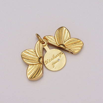 Flower Locket Charm Necklace Encouraging Word Pendant Necklace Engraved Jewelry M-834 - M-837