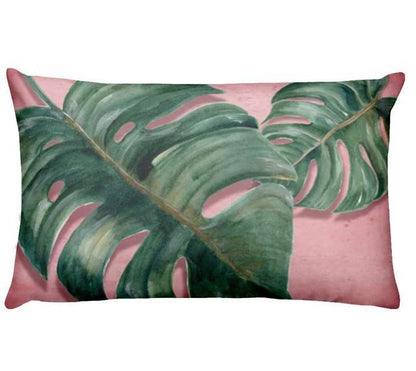 Flowers Birds Green Plants Printed Waist Pillowcase Home Pillow Decoration Tropical Green Texture Exotic Flower Cotton Linen Outdoor Pillow Cases Sofa Bed Throw Pillow 50x30CM