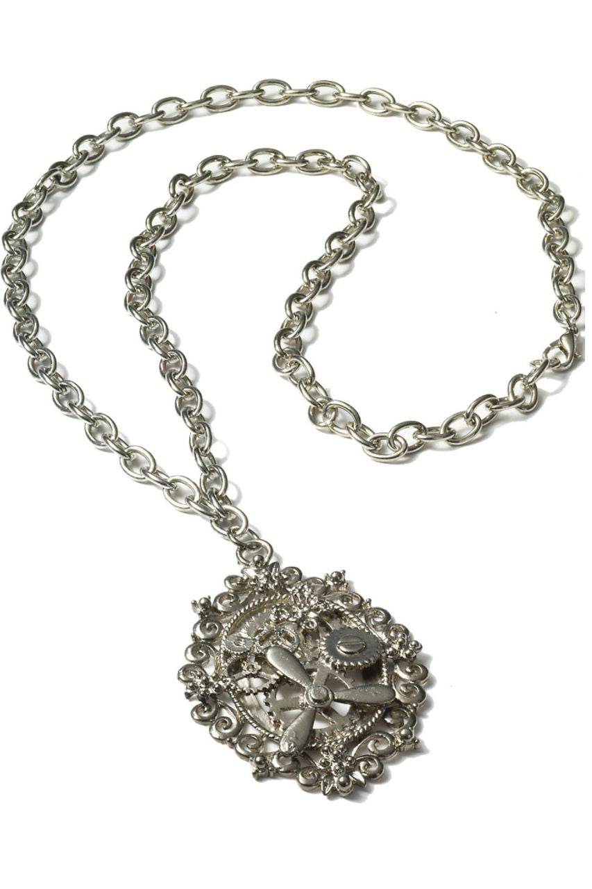 Silver Steampunk Gear Necklace