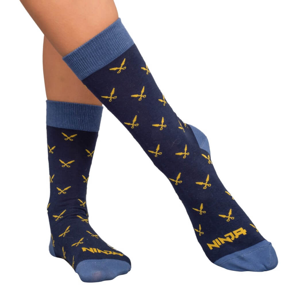 Fortnite Ninja Navy &amp; Blue Socks with Daggers - Adult