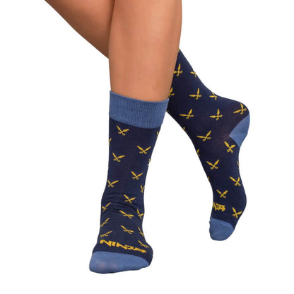 Fortnite Ninja Navy &amp; Blue Socks with Daggers - Adult