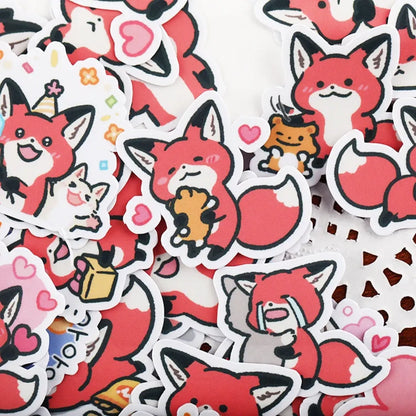 38pcs Little Fox Cartoon Stickers - DIY Photo Album Waterproof Decoration