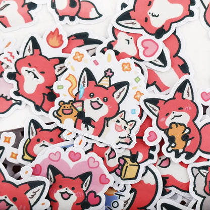38pcs Little Fox Cartoon Stickers - DIY Photo Album Waterproof Decoration