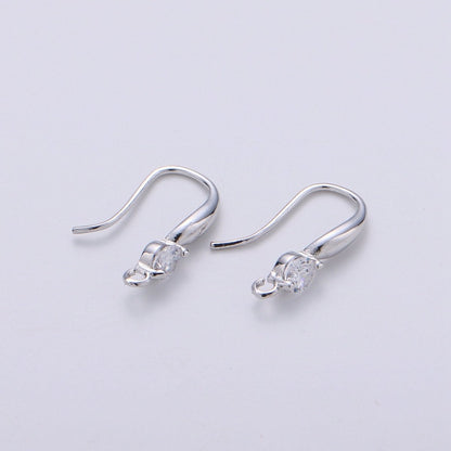 French Hook Earrings in Gold, French Hook Earrings / Gold Hook Ear Wires w/ Cz / French Hook / Earrings Craft K-822 K-823